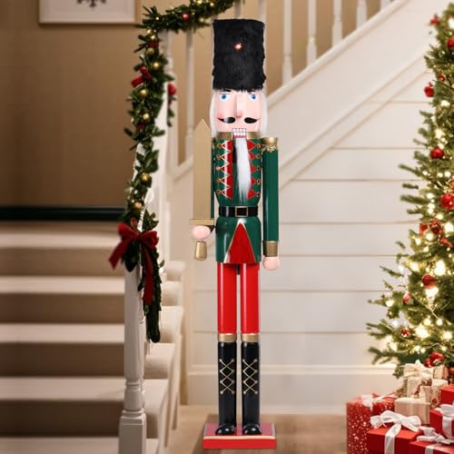 MUMTOP 42 Inch Wooden Nutcracker Christmas Decoration with Black Fur Hat U9826