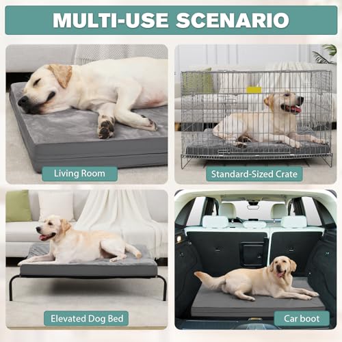 Vonabem Waterproof Dog Bed Large Medium Sized Dogs Outdoor Orthopedic Crate Pad Washable Gray 35"x22" C409