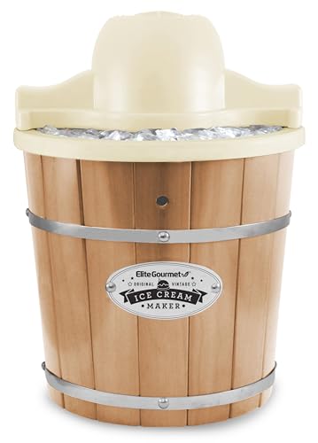 Elite Gourmet Maxi-Matic EIM-924L 4 Quart Electric Ice Cream Maker, Pine Bucket P61620