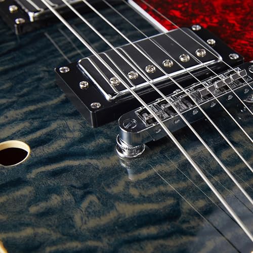 GROTE Jazz Electric Guitar Semi-Hollow Body with Gig Bag, Black Y60488