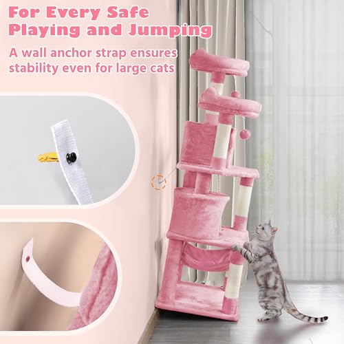 Yaheetech 62.5in Cat Tree with Platform & Hammock, Dark Gray L747397