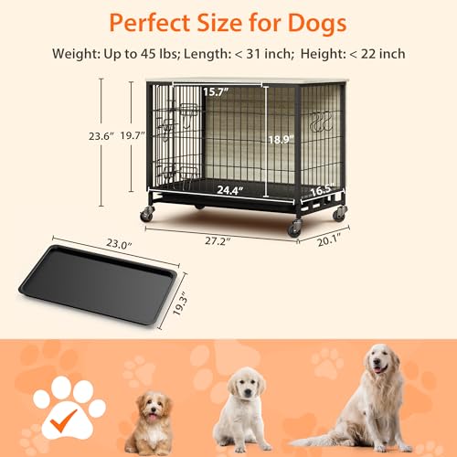 Heavy Duty Metal Dog Crate with Shelves, Indoor Outdoor Pet Kennel Y8516