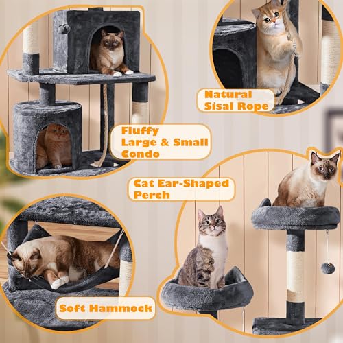 Yaheetech 62.5in Cat Tree with Platform & Hammock, Dark Gray L747397