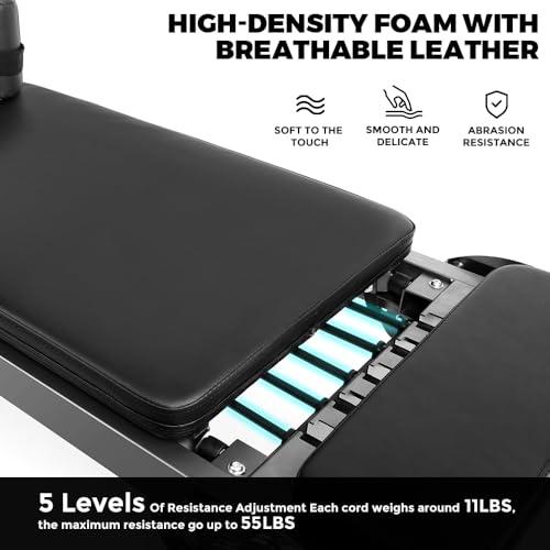 ONETWOFIT Foldable Pilates Reformer for Home Gym, Max 440LBS, Gray V919