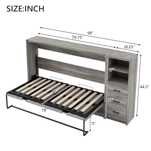 Ball & Cast Queen Murphy Bed Wall Chest with USB and Storage X29201