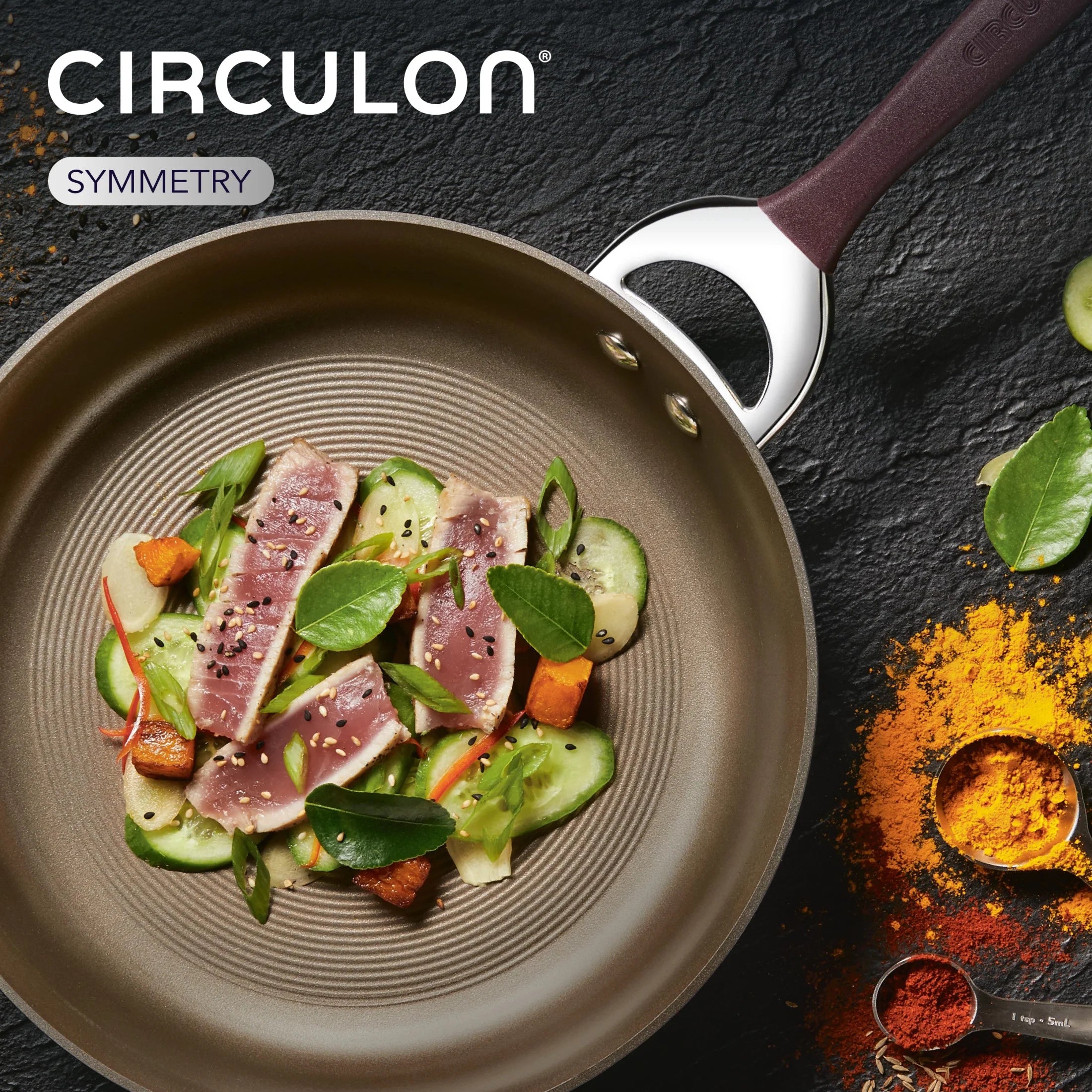 Circulon Symmetry 10" and 12" Hard-Anodized Nonstick Fry Pan Set, Merlot M5479