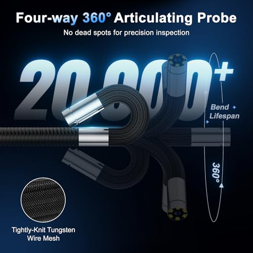 JESERAL 5" HD 1080P Articulating Borescope Camera with 6.2mm IP67 Waterproof Probe F3398