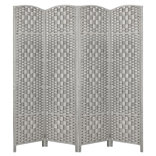 Rose Home Fashion 6 ft Tall Room Divider 4 Panel Folding Privacy Screen, Dark Coffee C8634
