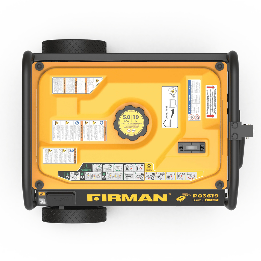 FIRMAN P03619 4550/3650 Watt Remote Start Gas Portable Generator with Wheel Kit K98333
