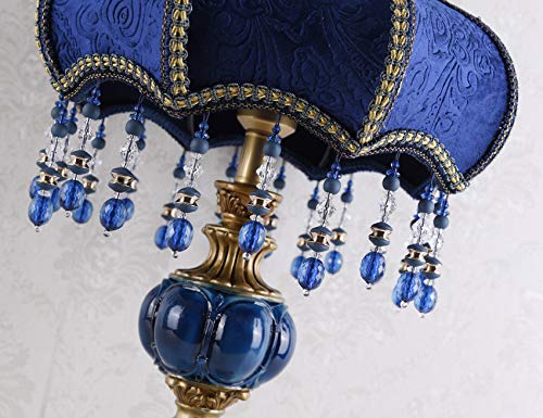 Victorian Table Lamp Blue Fabric Shade Resin Body 21.6 in H J9111