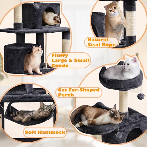 Yaheetech 62.5in Cat Tree with Platform & Hammock, Dark Gray L747397