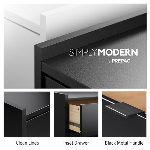 Prepac Sonoma Tall Nightstand with 3 Drawers, Black Q28004