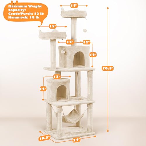 Yaheetech 62.5in Cat Tree with Platform & Hammock, Dark Gray L747397