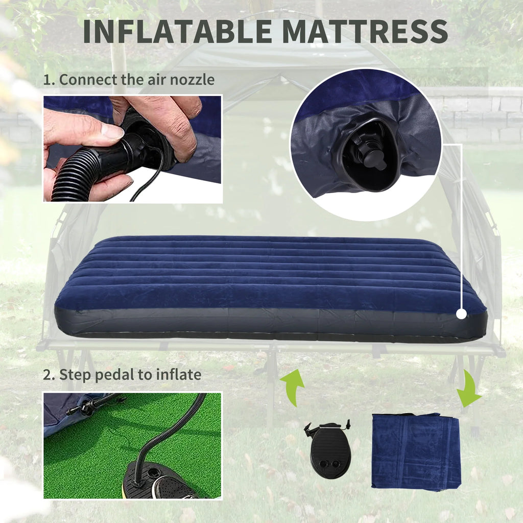 Outsunny 2 Person Foldable Camping Cot with Tent and Air Mattress X49896