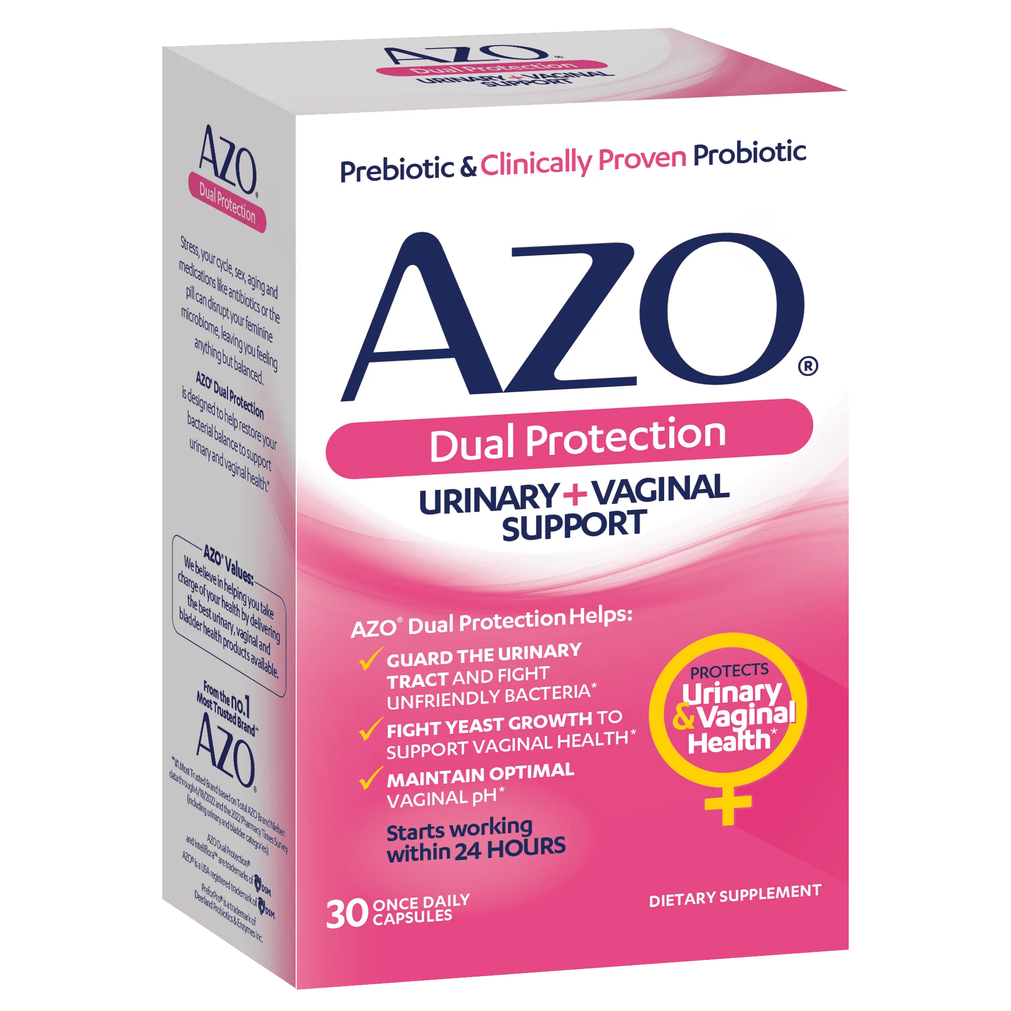 AZO Dual Protection™ Urinary + Vaginal Support Women's Prebiotic Probiotic, 30 count G7786