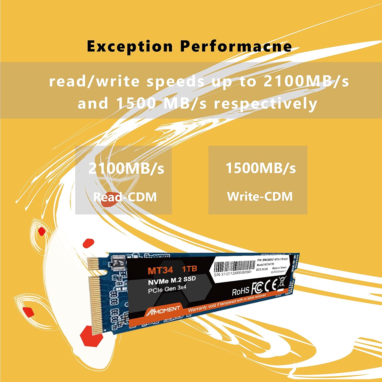 Moment 1TB NVMe M.2 2280 PCIe Gen 3x4 Internal SSD A989681