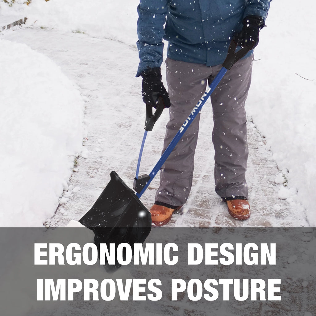 Snow Joe Shovelution Strain-Reducing Snow Shovel, 18-Inch Poly Blade L7115