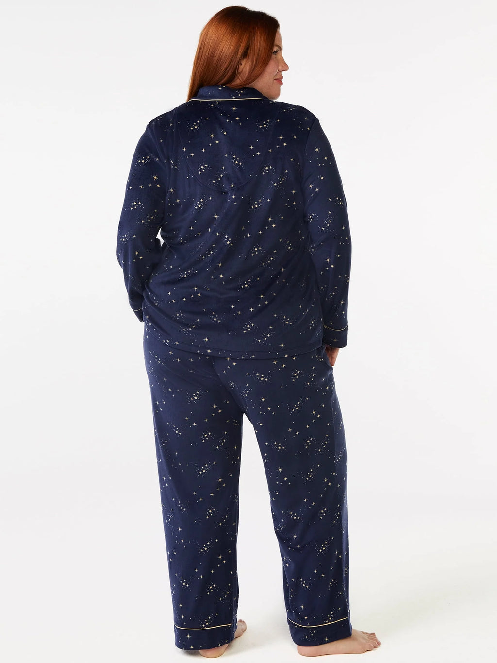 Joyspun Women's Velour Knit Pajama Set, 2-Piece C639006