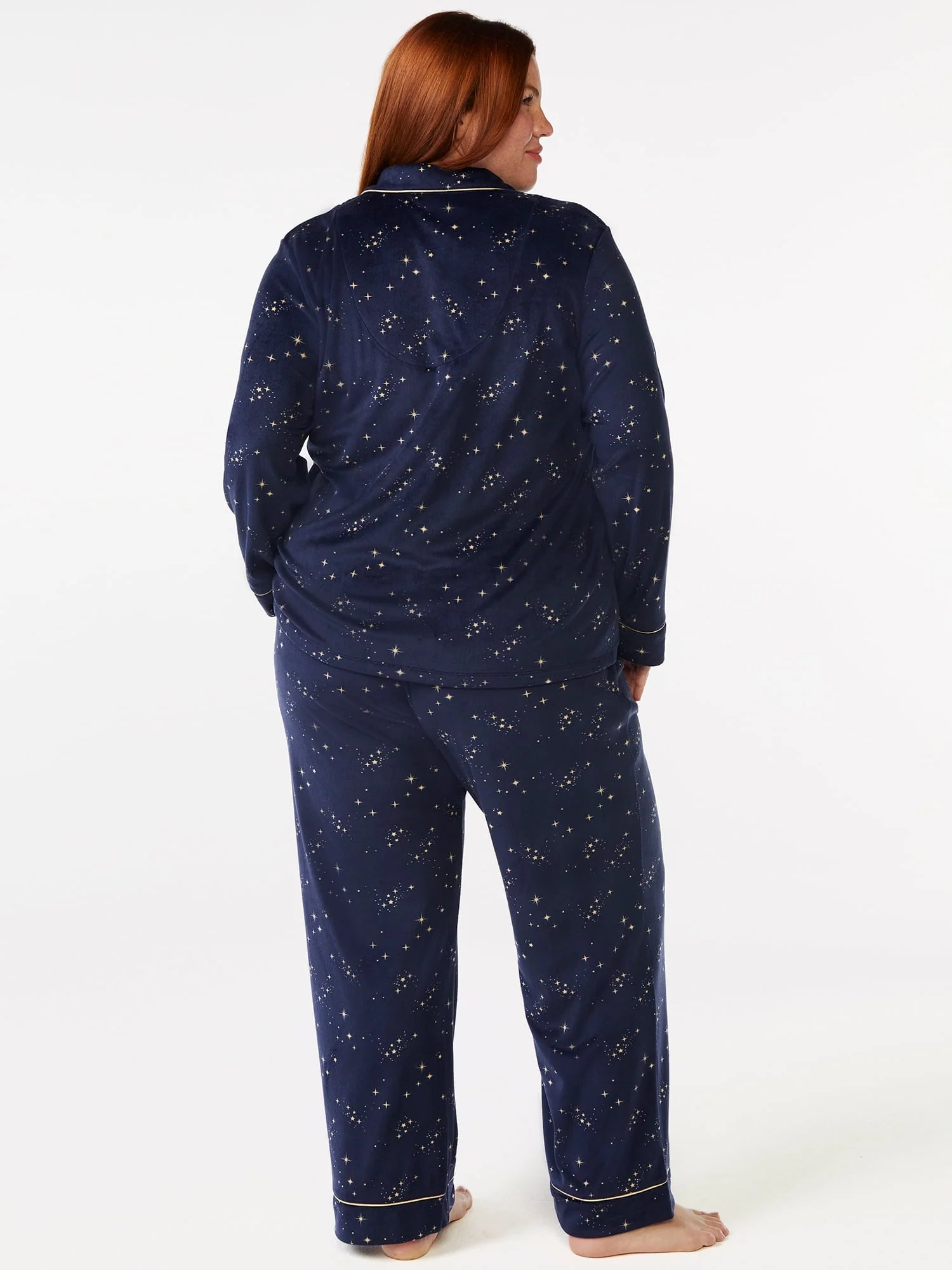Joyspun Women's Velour Knit Pajama Set, 2-Piece C639006
