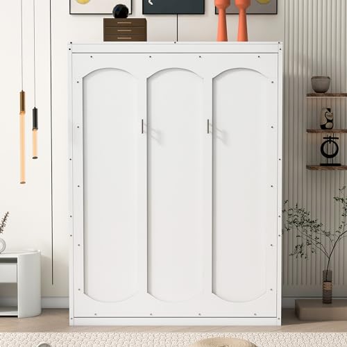 Full Size Murphy Bed with Drawers, Cabinets and USB Ports, Gray D589081