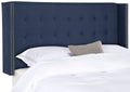 Safavieh Keegan Linen Tufted Winged Headboard - Navy - Queen