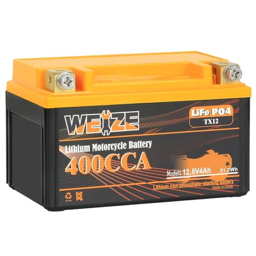 Weize Lithium YTX30L-BS 12V 10AH LiFePO4 Motorcycle Battery with Smart BMS E599001