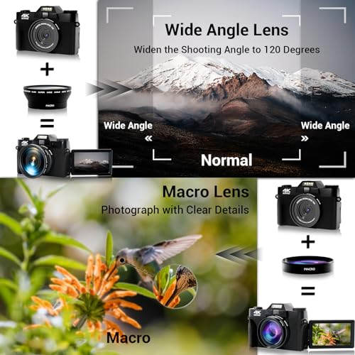 4K 56MP Digital Camera with WiFi and Flip Screen X96040