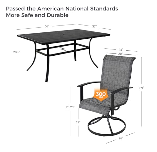 7-Piece Patio Dining Set for 6 with Swivel Chairs and Rectangular Table P2318