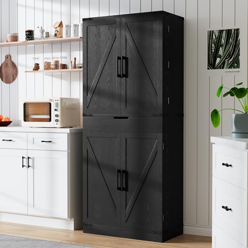 72" Tall Storage Cabinet with Adjustable Shelves & Steel Frame, Dark Grey F5479
