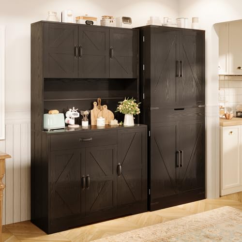 72" Tall Storage Cabinet with Adjustable Shelves & Steel Frame, Dark Grey F5479