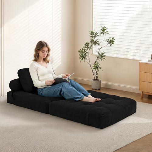 Folding Sofa Bed Convertible Sleeper Chair with Pillow, Grey L546