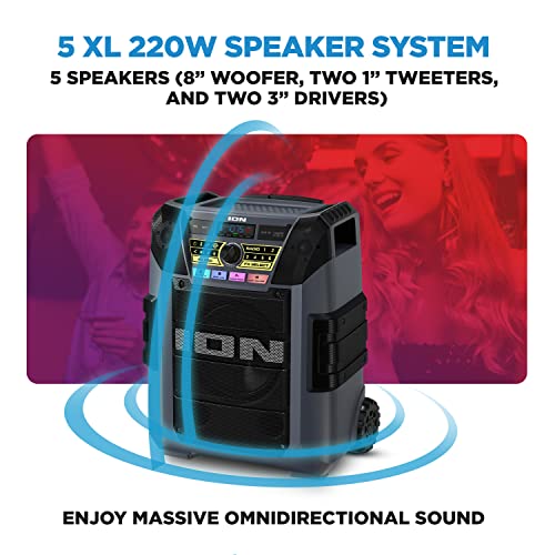 ION Block Rocker Portable Bluetooth Party Speaker with Karaoke Microphone T461114
