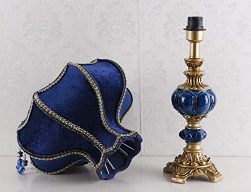 Victorian Table Lamp Blue Fabric Shade Resin Body 21.6 in H J9111