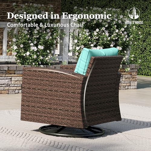 HERA'S HOUSE Patio Furniture Set with 56" Fire Pit Table, 6 Pieces 7 Seats Wicker Sectional Z546196