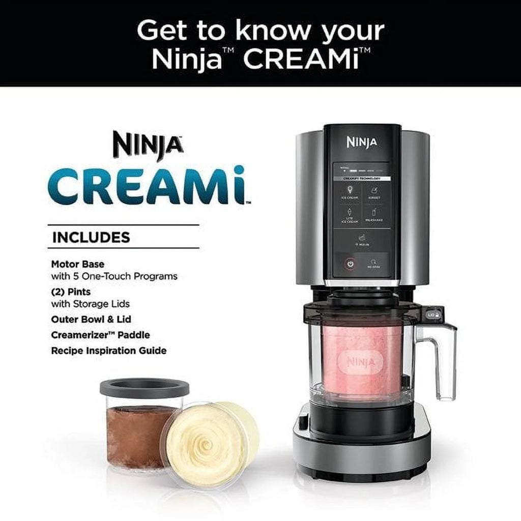 Ninja NC301 CREAMi Ice Cream and Smoothie Maker, 7 One-Touch Programs, Silver D4932