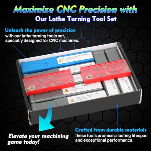 Indexable Lathe Turning Tool 21Pcs Kit 3/8'' 10mm Shank with Carbide Inserts Z5376