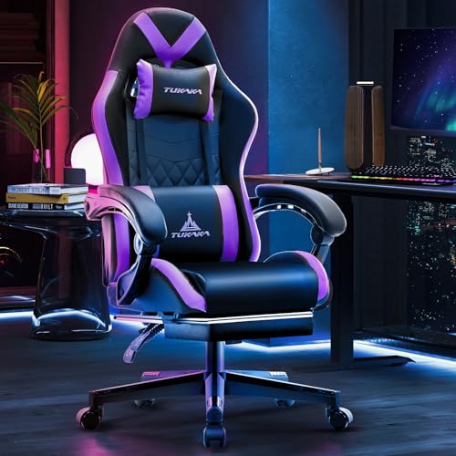Ergonomic Gaming Chair with Massage, Footrest and Lumbar Support, Black U920785