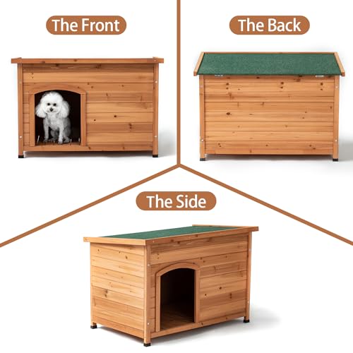TAKUKA Outdoor Wooden Dog House for Small Medium Large Dogs, Waterproof with Wooden Floor M6908
