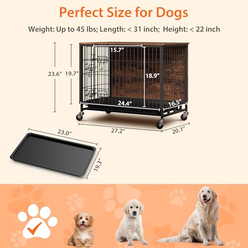 Heavy Duty Metal Dog Crate with Shelves, Indoor Outdoor Pet Kennel Y8516