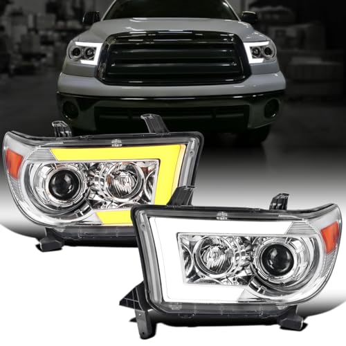 2007-2017 Toyota Tundra Sequoia Projector Headlights LED Sequential Turn Signals Pair Black E615