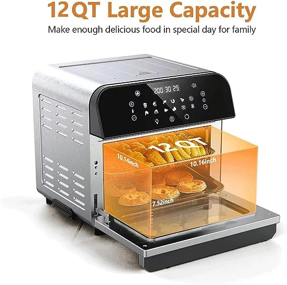 Whall Air Fryer Oven 12QT 12-in-1 Convection Oven Silver Y875