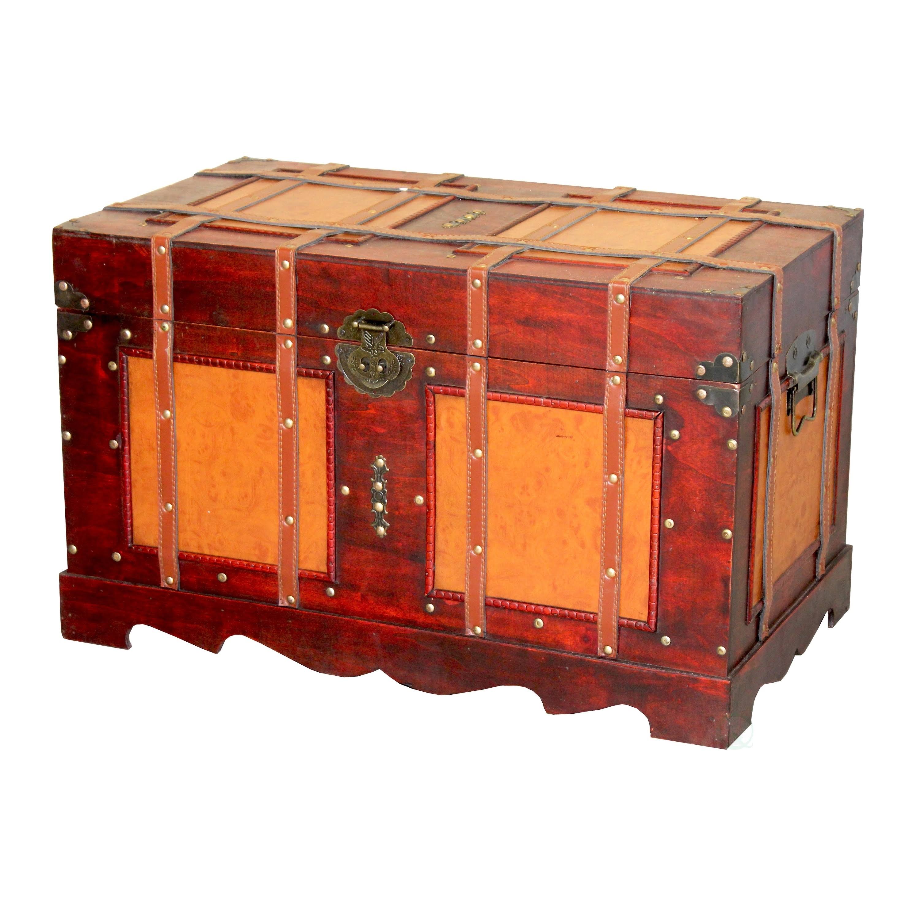 Vintiquewise Large Antique Style Steamer Trunk, Decorative Storage Box