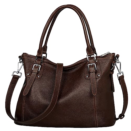 HESHE Genuine Leather Tote Shoulder Bag for Women P1142