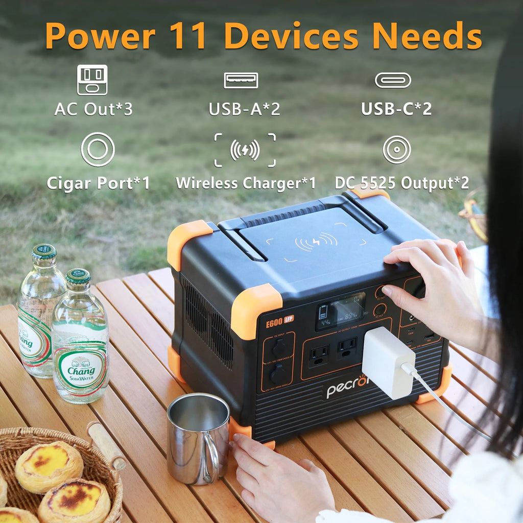 PECRON E600LFP Portable Power Station 614Wh 1200W LiFePO4 Solar Generator R710581