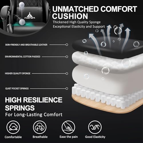 Ergonomic Gaming Chair with Massage, Footrest and Lumbar Support, Black U920785