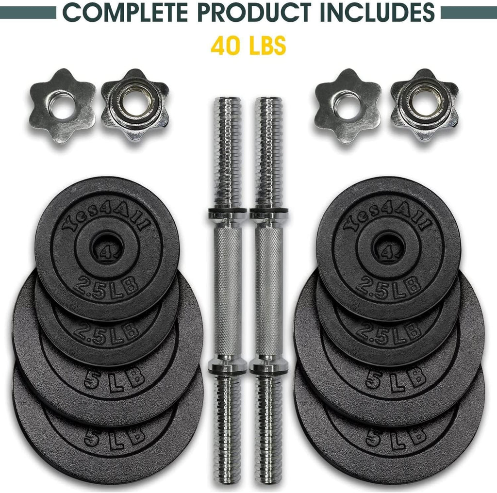 Yes4All 200 lbs Adjustable Dumbbell Set, Cast Iron Pair D6439