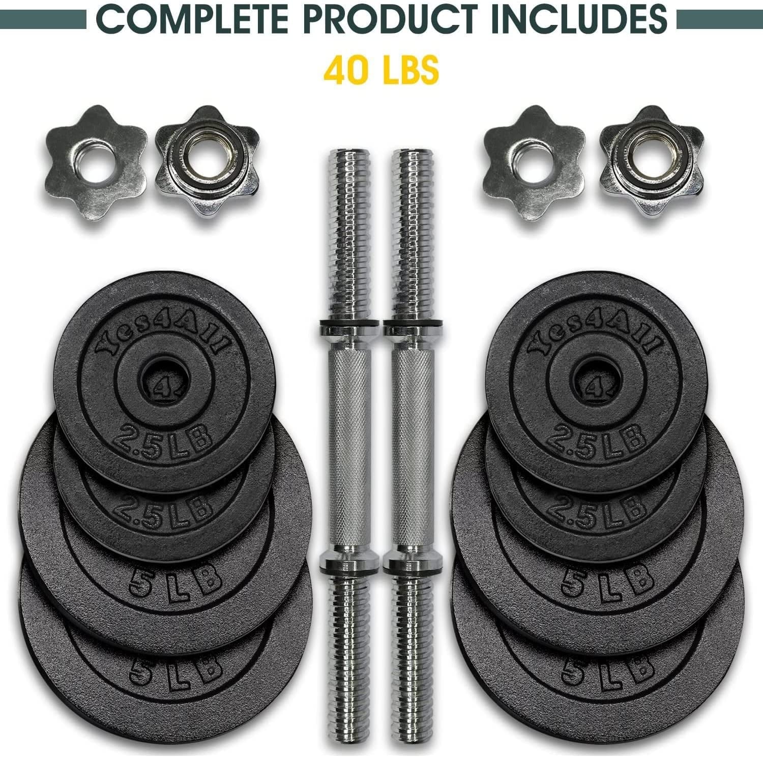 Yes4All 200 lbs Adjustable Dumbbell Set, Cast Iron Pair D6439