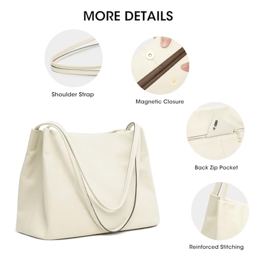 Kattee Leather Tote Bag for Women, Casual Shoulder Hobo Purse with Magnetic Snap Closure U606