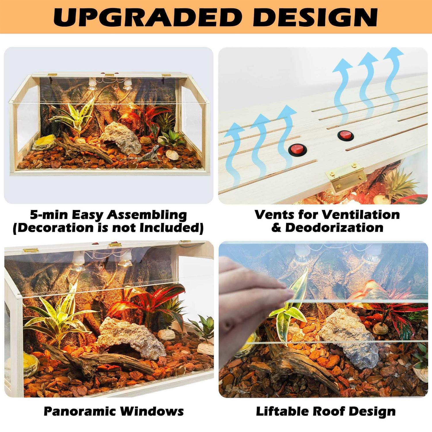 Prolee Reptile Terrarium Tank 21-68 Gallon with Roof Door E619407