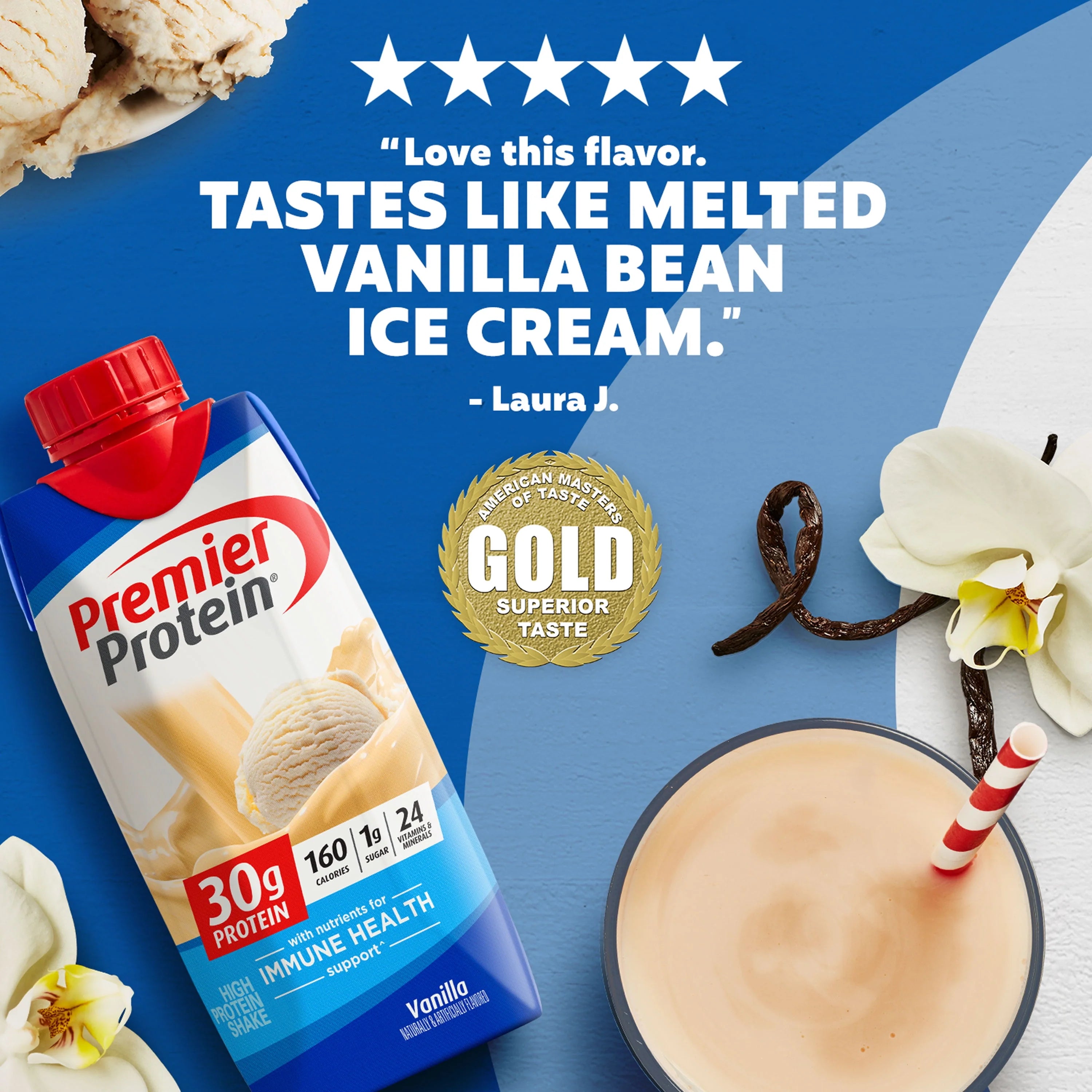 Premier Protein Vanilla Shake, 30g Protein, 11 fl oz, 12 Ct J475